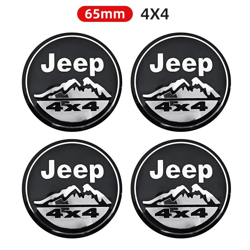 3D 4pcs 56mm 60mm 65mm Car Wheel Center Hub Cap Stickers Decal For Jeep Grand Cherokee Wrangler JK Gladiator Compass Renegade NXJPT1