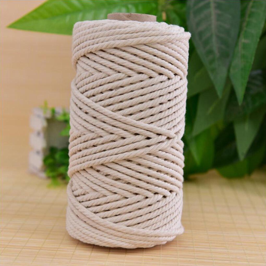 200 м ручной работы макраме бохо декор 3 мм хлопок бежевая нить шнур веревка витая веревка DIY домашнее свадебное украшение