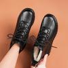 Middle-aged Women's Winter Warm Cotton Shoes Mom's Comfortable Genuine Leather Non-slip Lace Up Short Boots