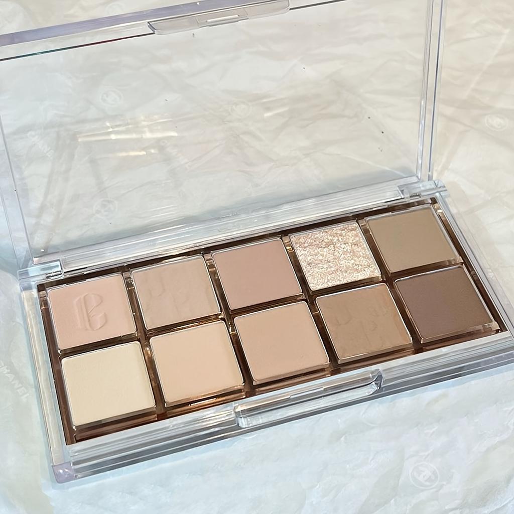 10-Color Multi-Functional Eyeshadow Palette - Matte Shimmery Eyeshaodw for Eyelid, Under Crease Contouring and Nose Shadow Makeup