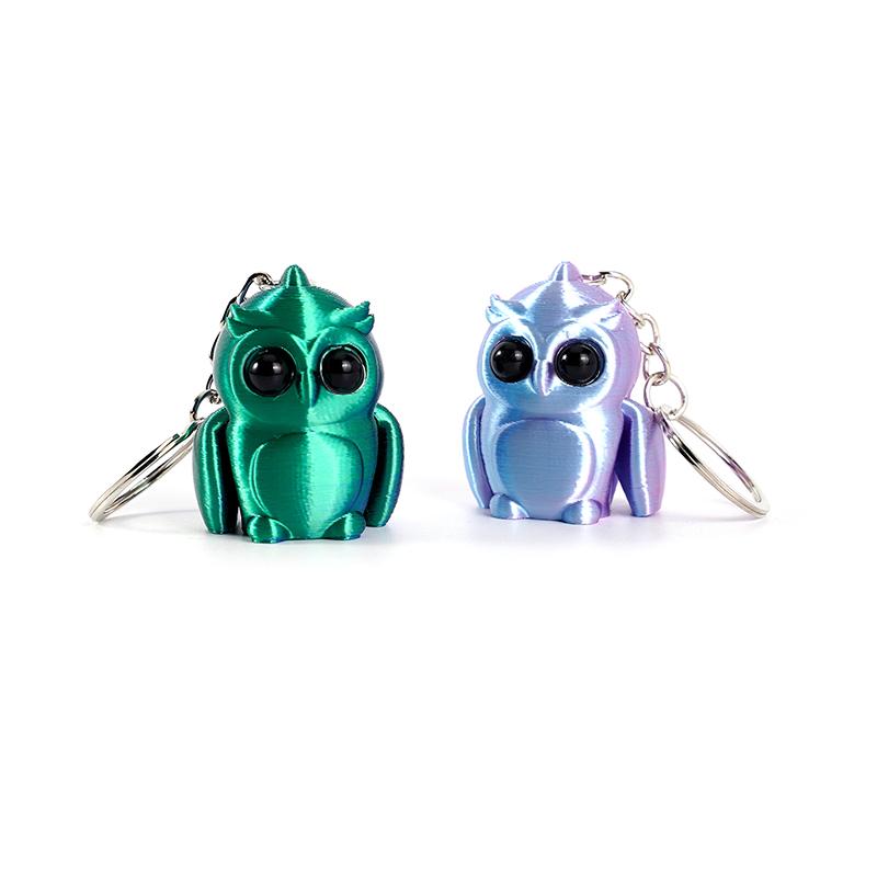 Creative 3D Printing Owl Keychain Pendant Multi-Joint Movable Simulation Animal Toy Model Keychain Bag Accessories Kids Gift