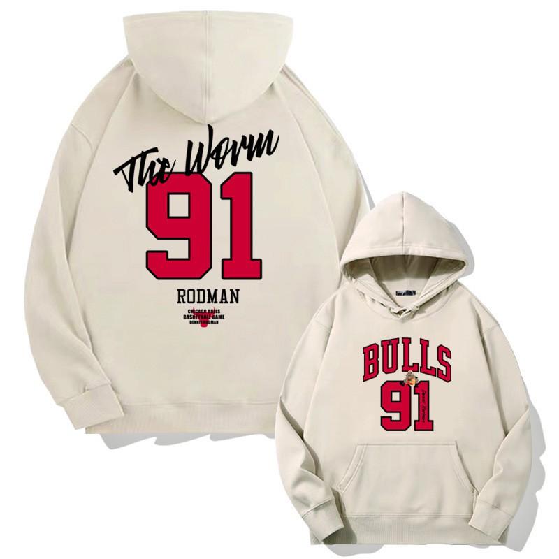 Мужская толстовка Chicago Bulls 91 Родман Свободный крой Длинный рукав Спортивная кофта Осенняя Повседневная одежда