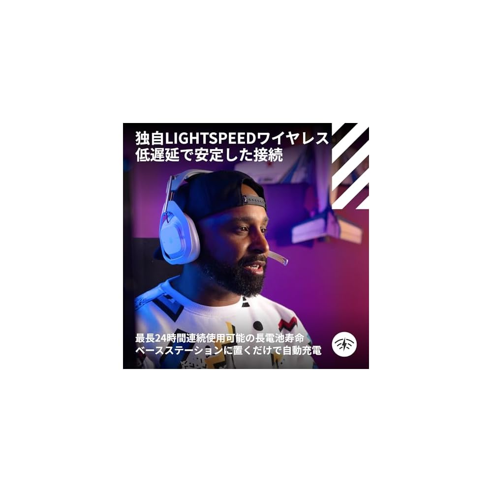 [Эксклюзивно на Amazon.co.jp] Беспроводная игровая гарнитура Logitech G ASTRO A50 LIGHTSPEED + Базовая станция A50WL-003-WH с MixAmp и микрофоном, 24-часовая непрерыв