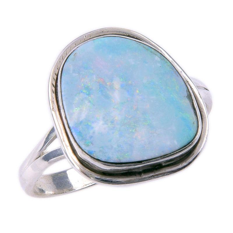 Подарочное кольцо из чистого серебра 925 пробы с натуральным австралийским опалом S.10 F0B84