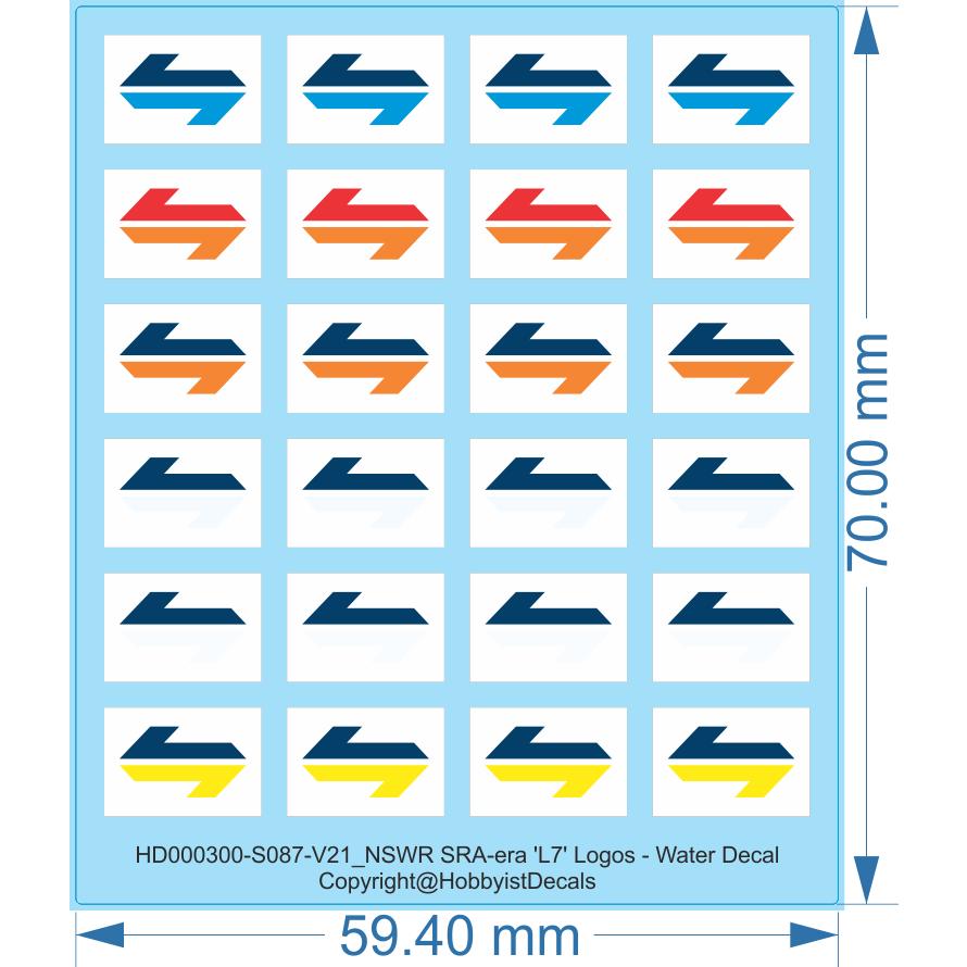 NSWR SRA-era 'L7' Logos - HO (1/87) N (1/160) - Water Decal