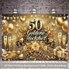 1 piece of 2D background fabric, golden polyester for wedding celebration of 50th anniversary