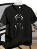Unisexs Tee Two Minimalist Stick Figure Cartoon Print Cotton Short Sleeve Male Casual Streetwear Outdoor Daily Basic Fashion Top