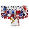 4th of July Bracelets USA Bead Bracelet American Flag Bracelets Patriotic Independence Day Bracelet
