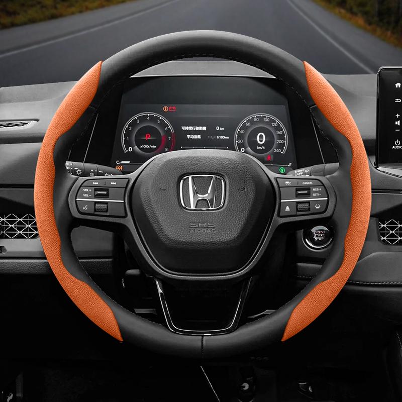For Honda Suede Snap-on Steering Wheel Cover Fit Civic 2008 Accord 7 8 Vezel Freed 10 Stream Breeze Cr V 3 Shuttle Rn6 Jade