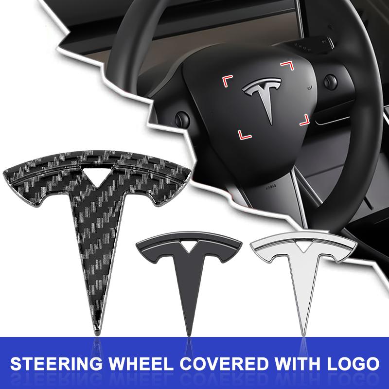 1Pcs Car Steering Wheel Sticker Emblem Logo Decal Badge For Tesla Model S Model X Model Y Cybertruck Model 3 Model Y