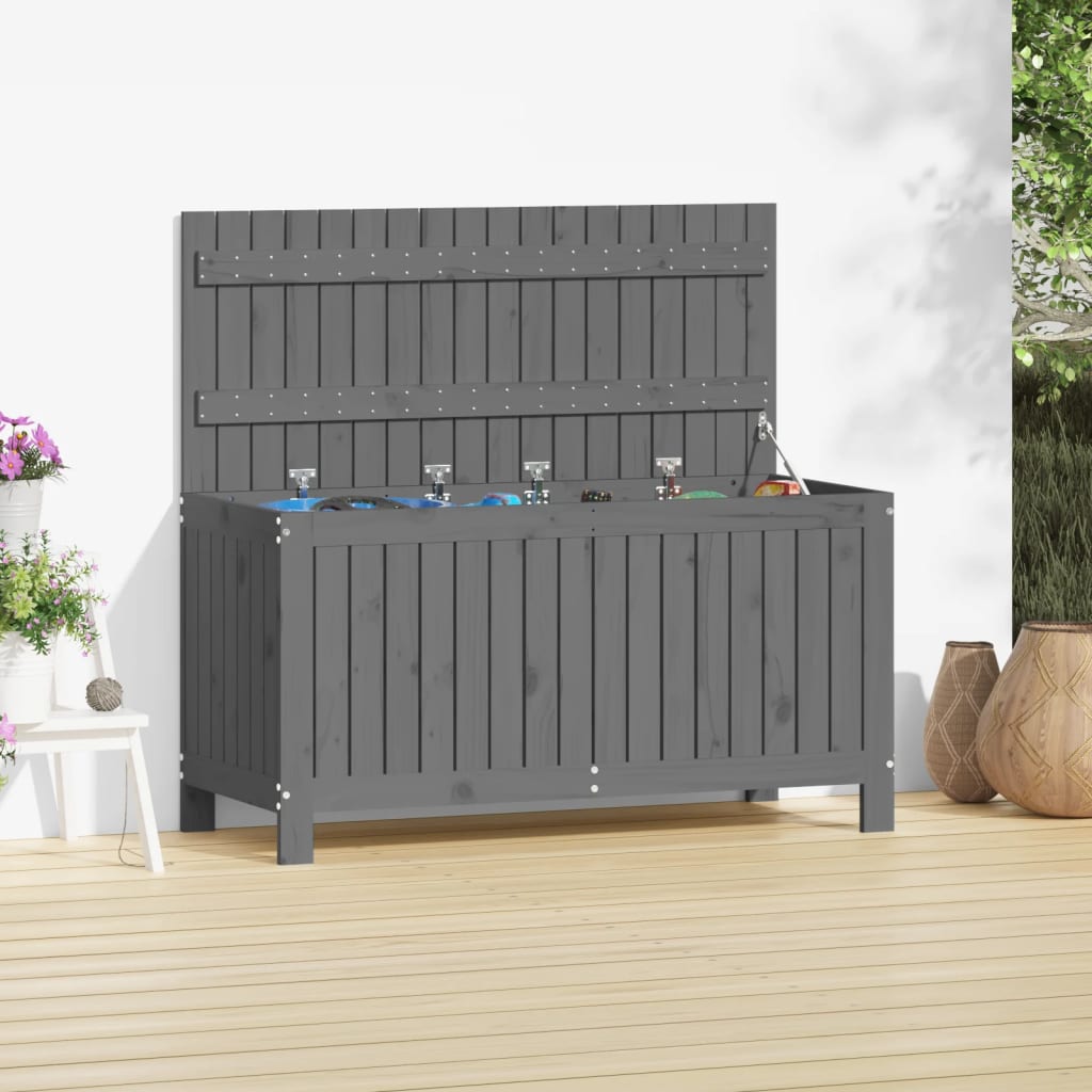 Garden Storage Box Gray 115x49x60 cm Solid Pine Wood