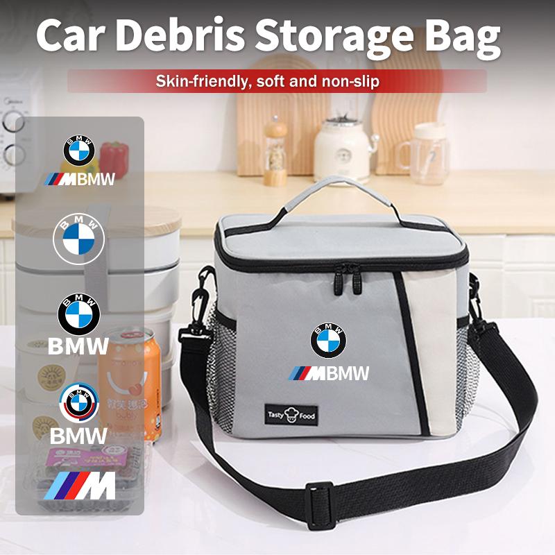 BXB1 2026 Car Sticker Car Logo Bento Box Organiser Single Shoulder Waterproof Lunch Storage Bag For BMW E46 E90 E60 F30 F10 E39 E36 F