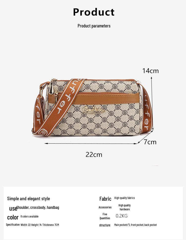 Весна 2025 Женская Универсальная Маленькая Сумка Кроссбоди через Плечо для Женщин Среднего и Пожилого Возраста