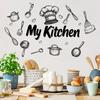 1 шт. Креативный узор кухонной утвари Самоклеящаяся наклейка на стену ПВХ Водонепроницаемый Домашний декор Искусство для кухни Столовой