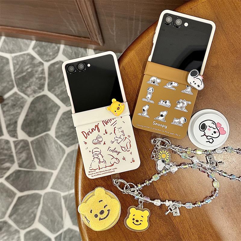 Корейский мультяшный чехол для телефона с 9 ячейками для Samsung ZFlip6/Z5 с цветовыми блоками и магнитной подставкой