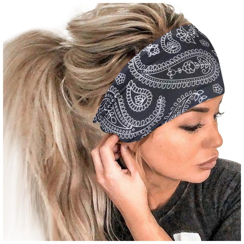 Женская повязка на голову с принтом, спортивная повязка для волос с широким краем, повязка на голову для йоги, мягкая повязка для волос, головной убор, повязка для волос