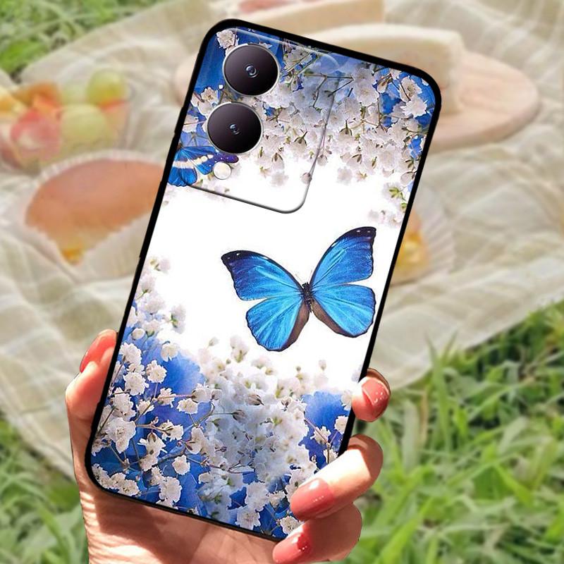 Чехол для Vivo Y17s Модный Мультяшный Черный Силиконовый Мягкий Задний Чехол-Крышка Для Vivo Y17s Чехол для Телефона 6.56" Y 17 s Funda Coque