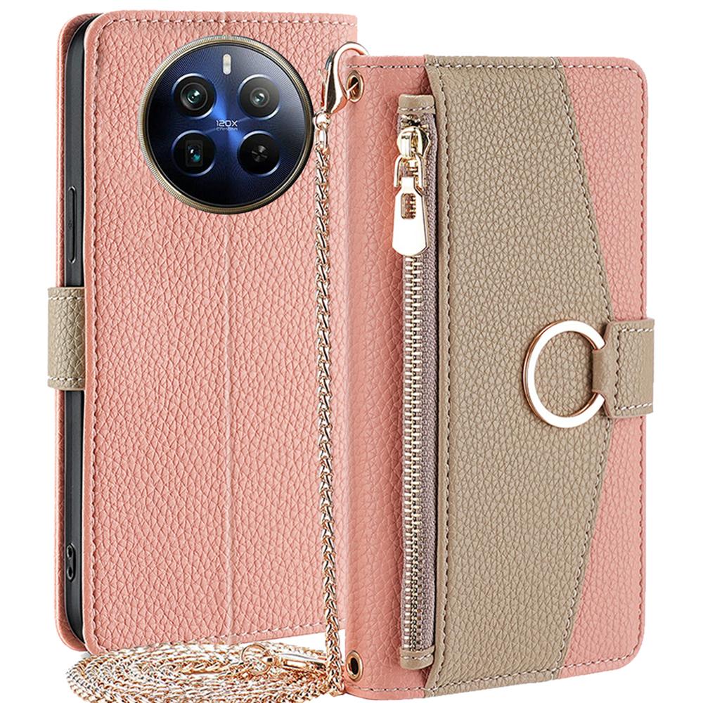 Чехол для Realme 12 Pro 5G/12 Pro+ 5G со шнурком, кошельком, молнией, кожаная обложка для телефона