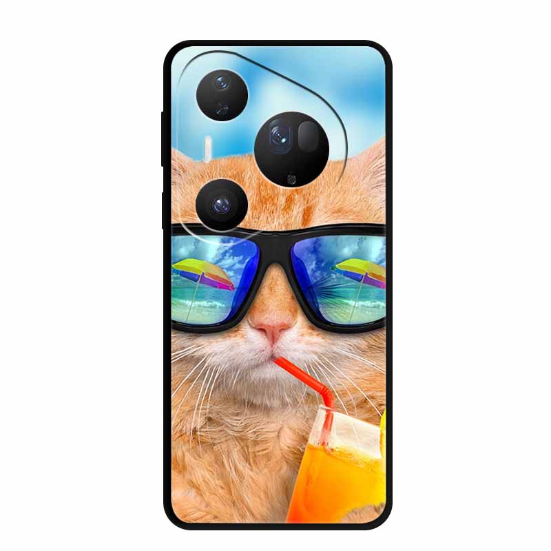 Для Huawei Pura 80 Ultra 5G Чехол Волк Тигр Лев Кот Черный Силикон Мягкий Чехол для Телефона Для Huawei Pura80 Ultra Задняя Крышка Чехол Para