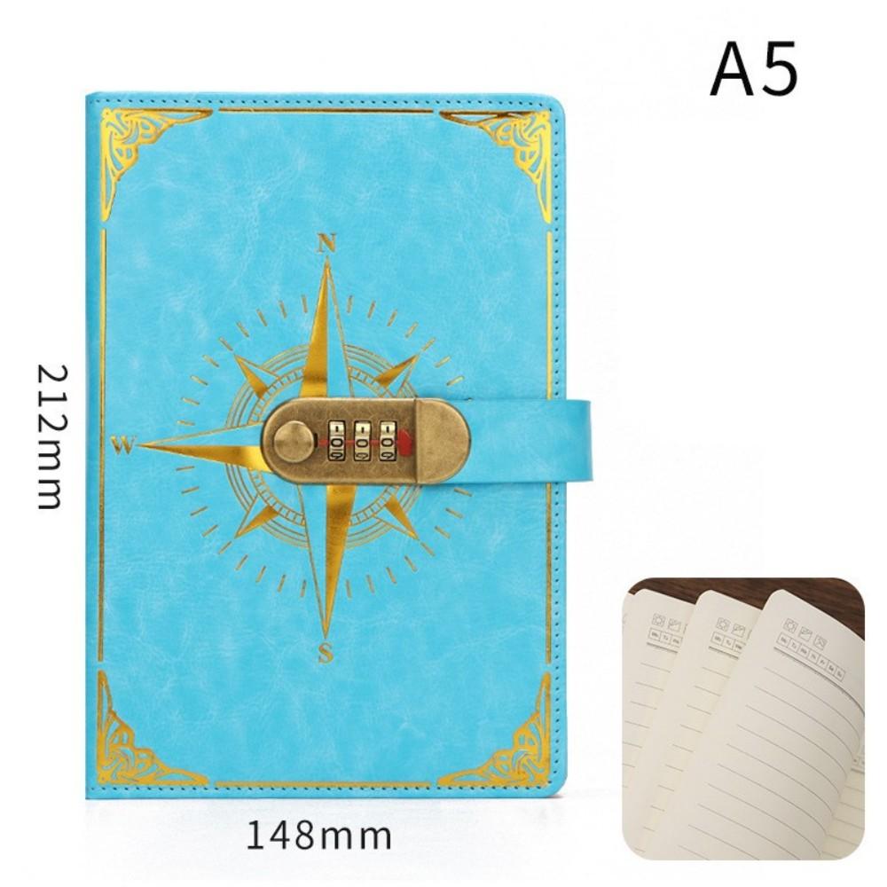 New A5 Retro Password Notebook With Lock Diary Book Student Notebook Vintage Notebook Sub-Password Lock Notebook Supplies