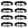 Medical Alert ID Bracelet Diabetic ASTHMA Star of Life Adjustable Wristband for Men Women Emergency First Aid Red Warning Bangle Bracelet