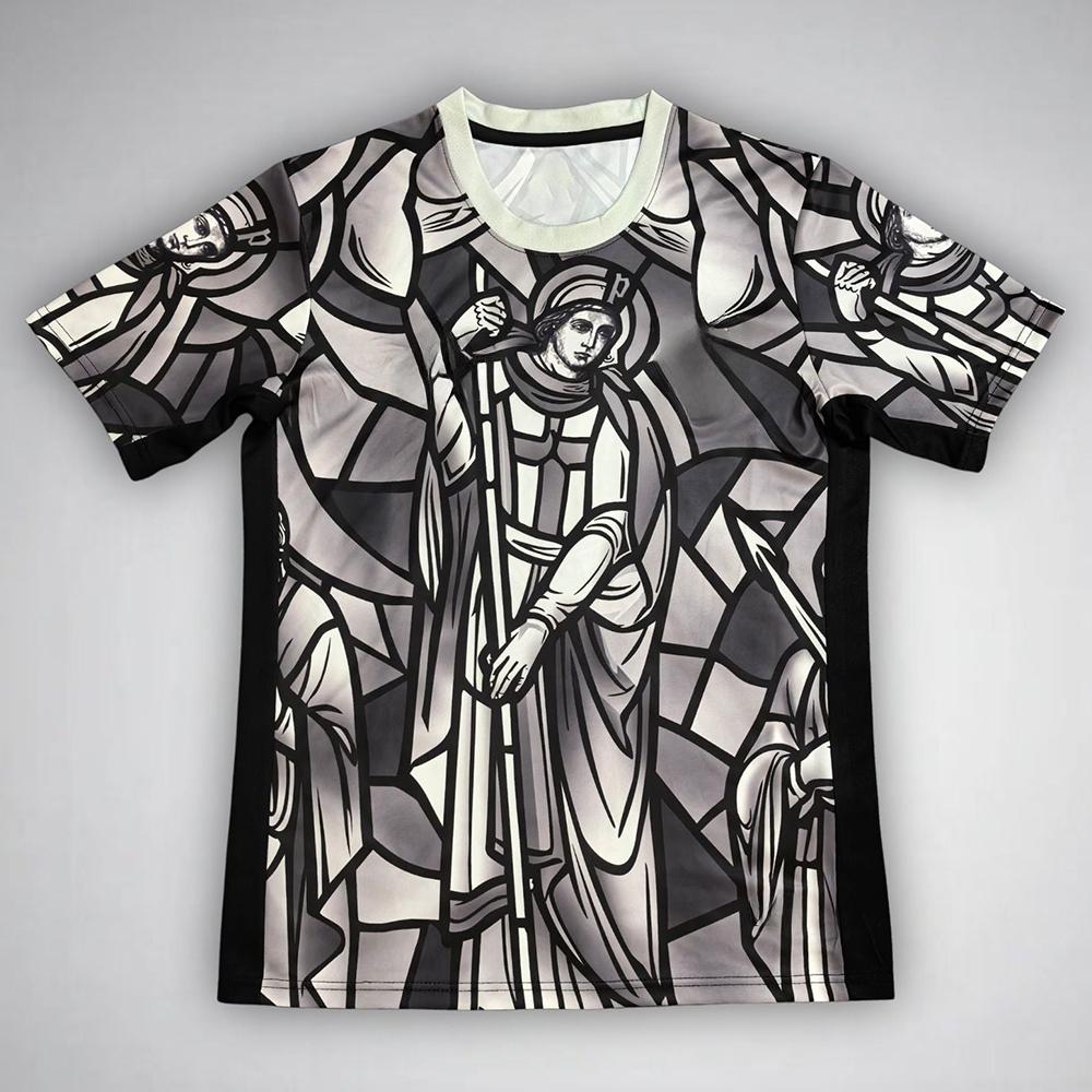 Saint George Stained Glass Style Football Jersey Mens 3D Print Quick Dry Sports Short Sleeve Tops Fan Edition Soccer T-Shirt 5XL