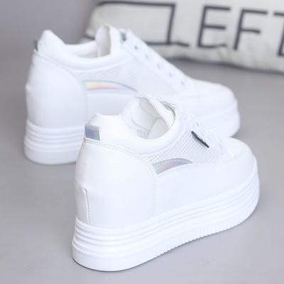 Внутреннее увеличение на шнуровке маффин толстая подошва весна и осень новая микрофибра кожа тонкий повседневный спорт