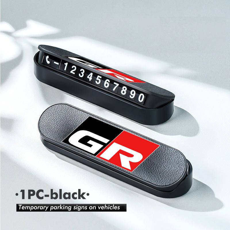 cnkym4 Suede Leather Car Temporary Parking Card Phone Number Plate For Toyota GR MN Corolla Yaris Aygo Prius RAV4 Crown CHR Camry