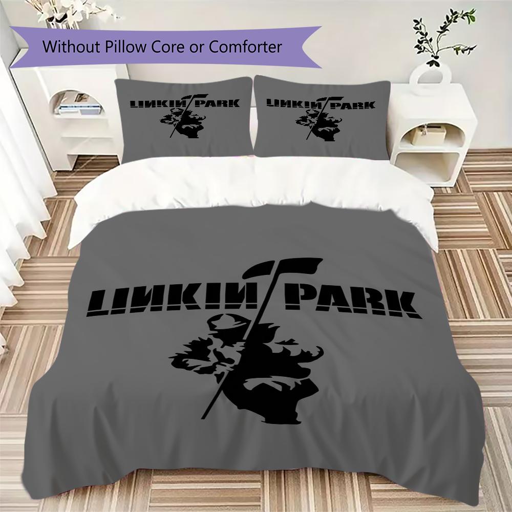 Linkin Park Pattern Bedding,Quilt Set Quilt Cover Pillowcase Home Birthday Gift(1 * duvet cover + 2 * pillowcase, without core)_lx