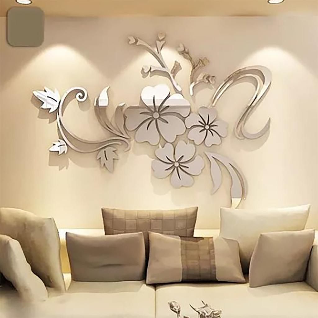 Acrylic Mirror Wall Sticker Removable 3D Wall Decal for Living Room Bedroom Bathroom Studio