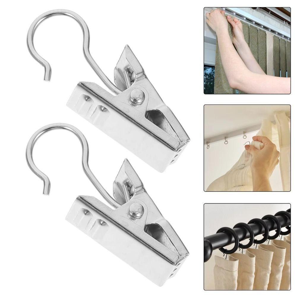 100Pcs Stainless Steel Drapery Crocodile Clip Shower Curtain Hook Clips Curtains Rods