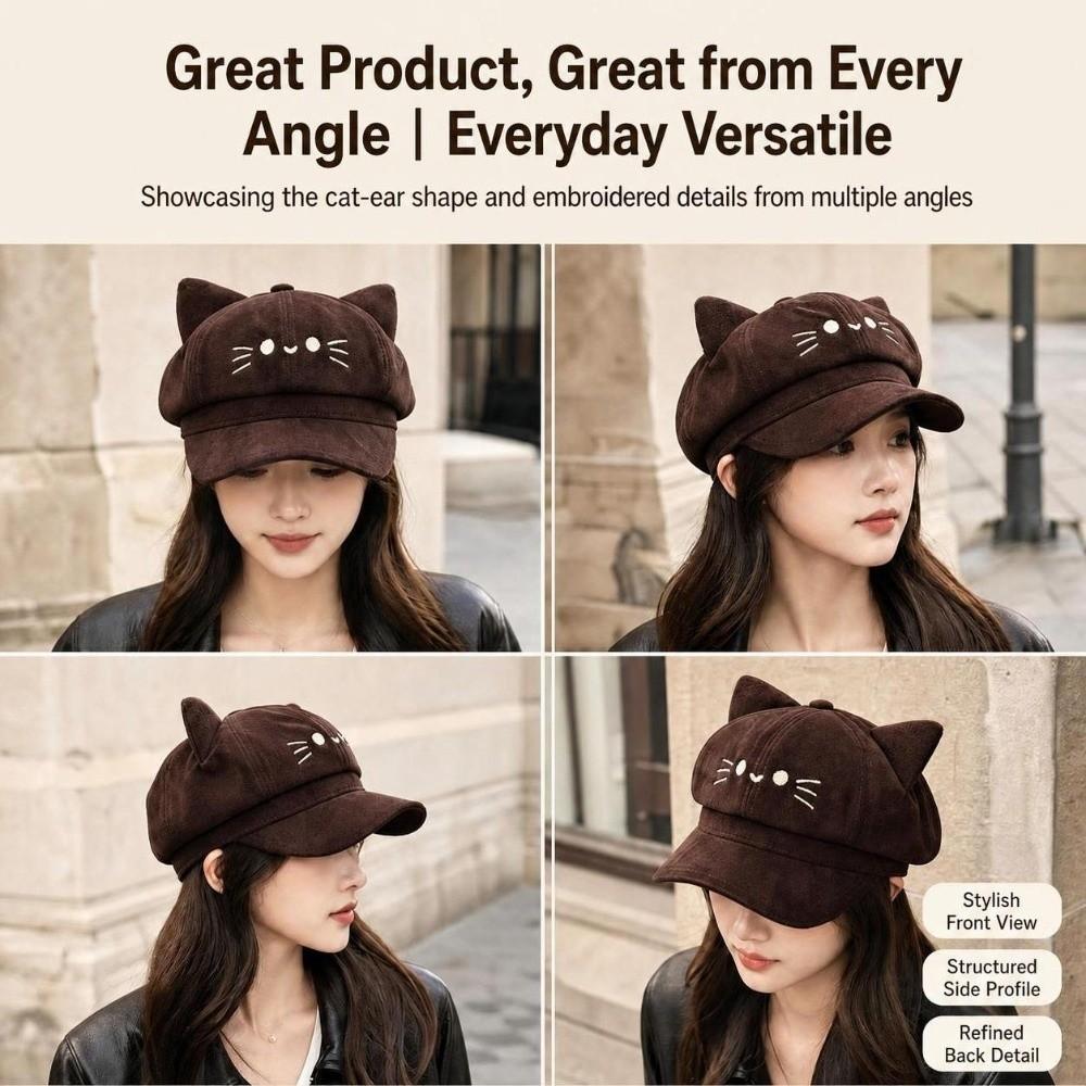 Warm Beret Hat Autumn Winter Newspaper Hat Casual Painter Cap Daily Wear