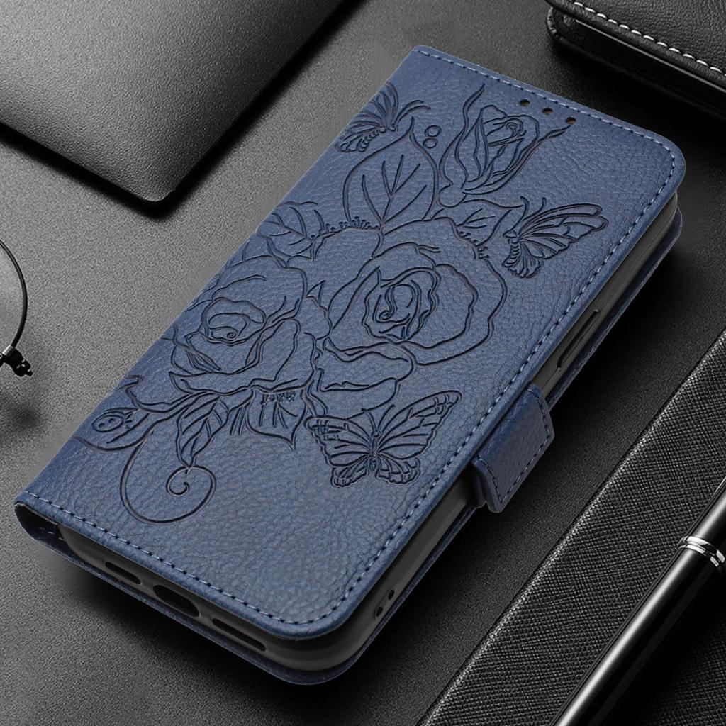 Кожаный чехол-книжка с цветочным узором для Motorola Moto G67 G86 G56 G06 G75 G55 G35 G15 G05 G84 Защитная обложка