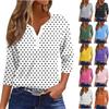 Women's T Shirt Tee Print Button 3/4 Sleeve Daily Weekend Fashion Basic V- Neck Regular Top