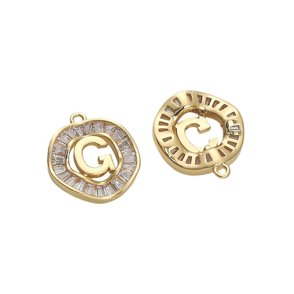 Copper Zirconium Inlaid 26 Letter Pendant For DIY Jewelry Making Craft Accessories