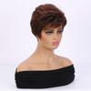 Женские короткие синтетические волнистые парики натуральные многослойные рыже-коричневые волосы с челкой для повседневной вечеринки костюма термостойкое волокно