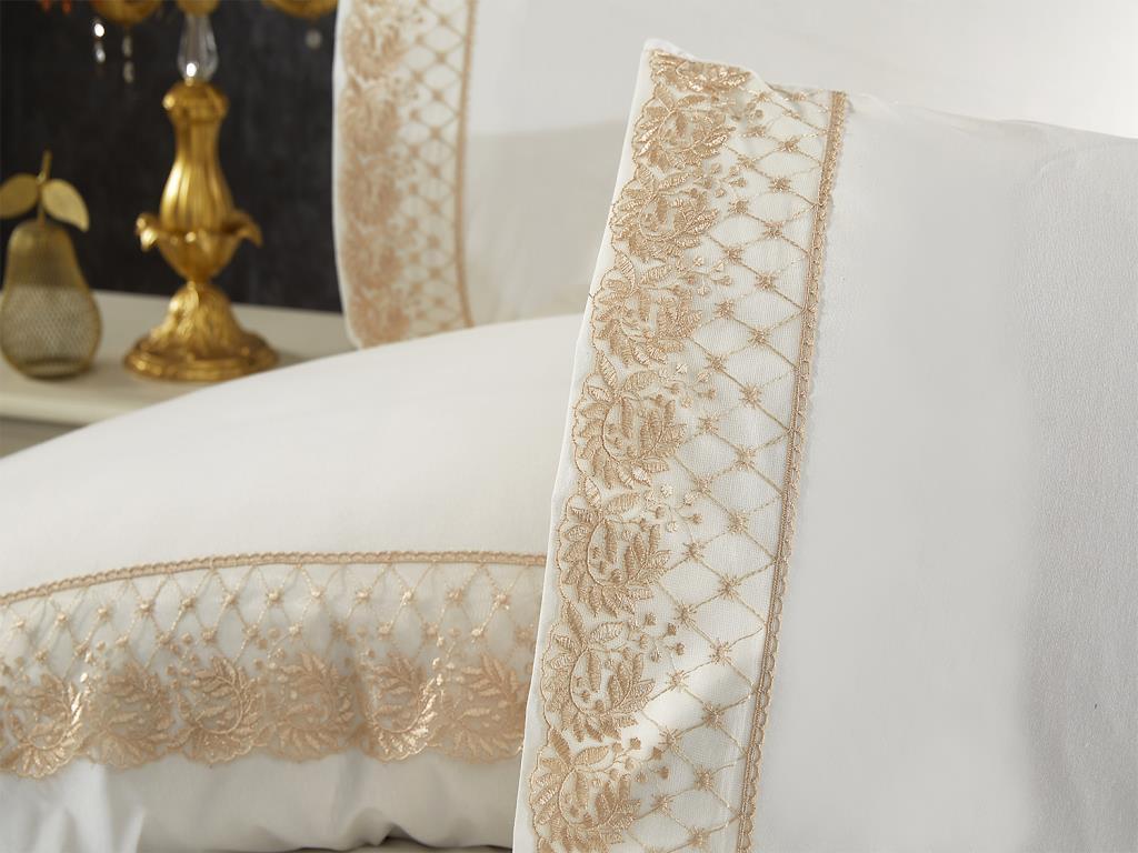 Комплект пододеяльников Suzan 6шт, пододеяльник 200x220, простыня 240x260 жаккардовая ткань, полный размер, двойной размер Cream Cappucino