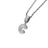 Zircon Inlaid Rock Sugar Initial Pendant Necklace - European & American Hip-Hop Style