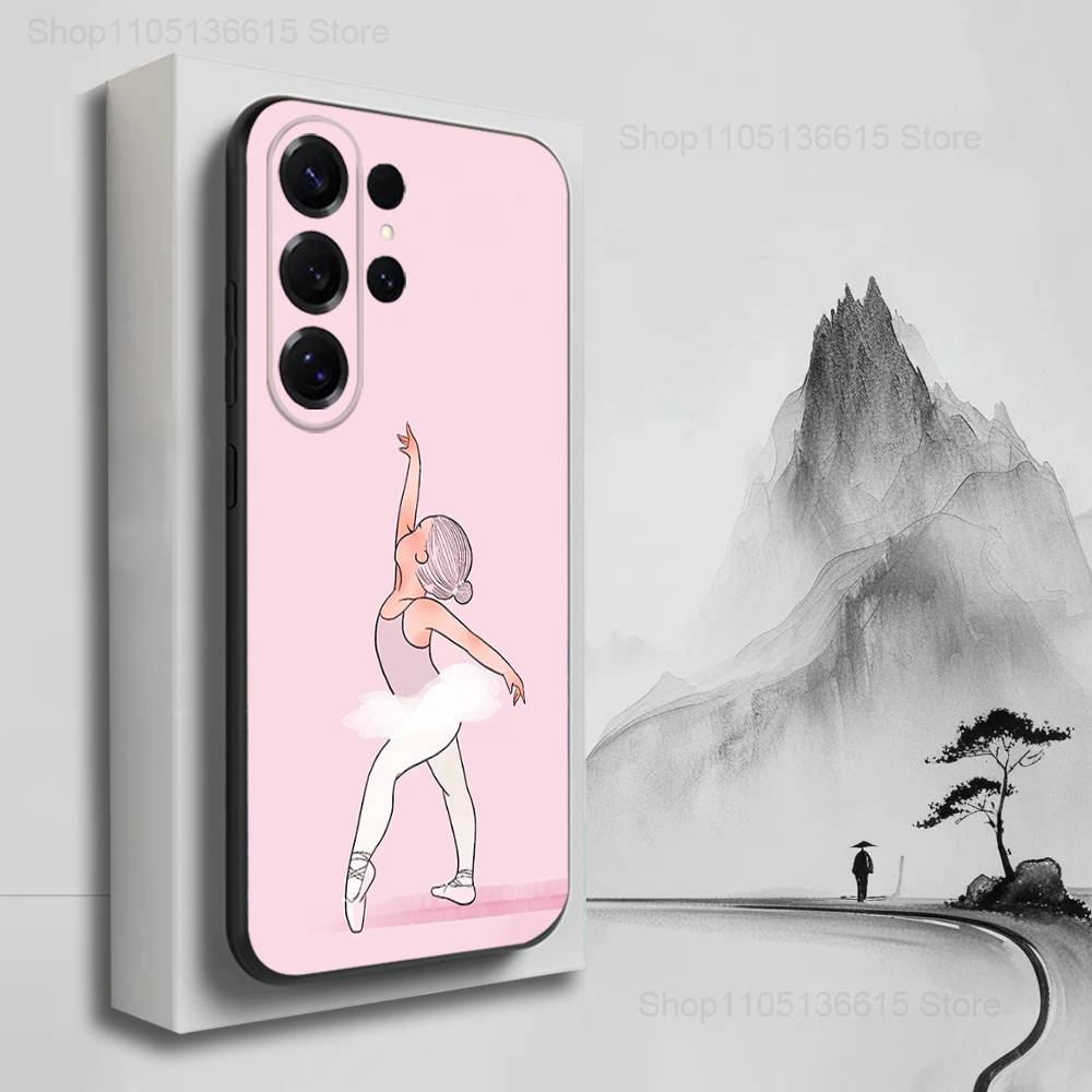 Девушка с балетом Милый Чехол Для Телефона Samsung S25, S10, S20, S10, S21, S9, S24, S23, Ultra, FE, Plus, Lite, Мягкий Силиконовый Черный Чехол