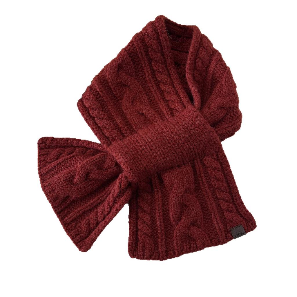 Cross Scarf New Fried Dough Twists Monochrome Fork Neck Warm Scarf Versatile Vintage Scarf