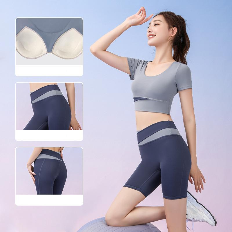 Sports Set Women 2 Piece Set Gym Crop Top Seamless Shorts Yoga Sets Sport Bras Suit Summer Workout Outfit Fitness Gym Clothes
