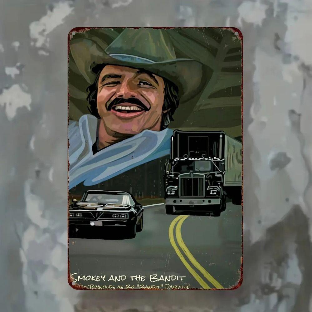 Винтажный металлический жестяной знак 'Дымный Бандит' (Smoky Bandit) Американская автомобильная культура Декор для стены 20x30 см