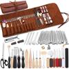 Инструменты для кожаных изделий Dennty, набор инструментов для обработки кожи с фирменной сумкой для хранения, инструменты для резьбы по коже, изготовление изделий из кожи, резка, пробивка отверстий, шитье