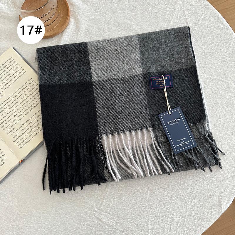 Autumn and Winter Color Blocked Plaid Scarf Winter Warm Scarf Warm and Versatile Plaid Scarf