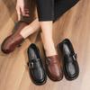 Middle-aged Women's Spring and Autumn Loafers Mom's All Match Flat Work Shoes Comfortable Soft Sole Leather Shoes