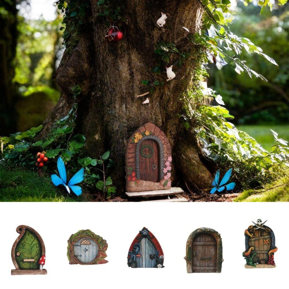 Садовое искусство Феи Дверь Фигурки Винтаж Дерево Миниатюрная Креативная Дверь для Феи Сада