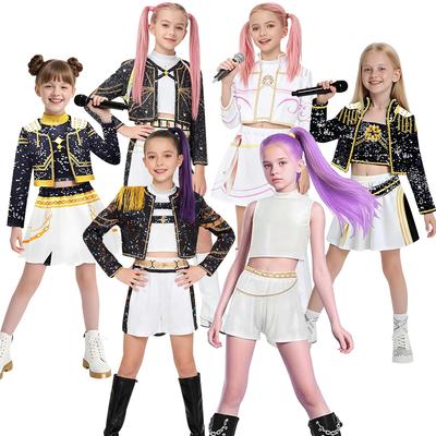 Девочки Дети K-Pop Охотники на демонов Зои Руми Мира Косплей Костюм Набор Маскарадный костюм Идол Кино Косплей Дети Хэллоуин Карнавальный костюм