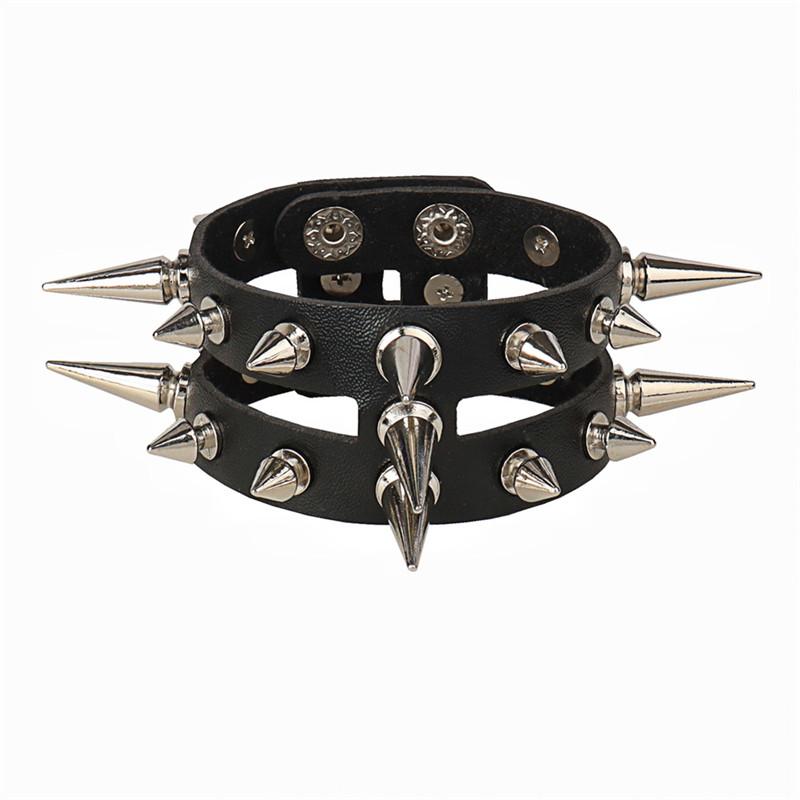 New Black Punk Spike Rivets Bracelets For Women Stud Bracelet PU Leather Charm Cuff Bracelets Cuff Bangles Jewelry Party Gift