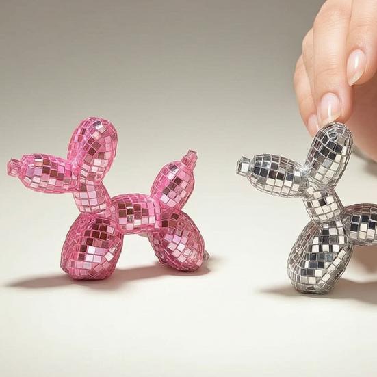 Елочное украшение Disco Dog, Максималистская статуэтка собаки-шарика для мамы и папы собак, Эстетичный декор в виде диско-шара, Преппи-декор для квартиры, Милый декор для комнаты и