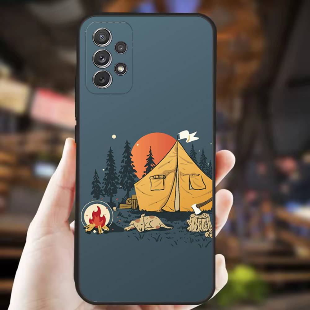 Чехол для телефона с рисунком природы для кемпинга на открытом воздухе Для Samsung S25, S24, S21, S22, S23, S30, Ultra, S20, Plus, Fe, Lite, Note, 10, 9, 5G Черный Чехол